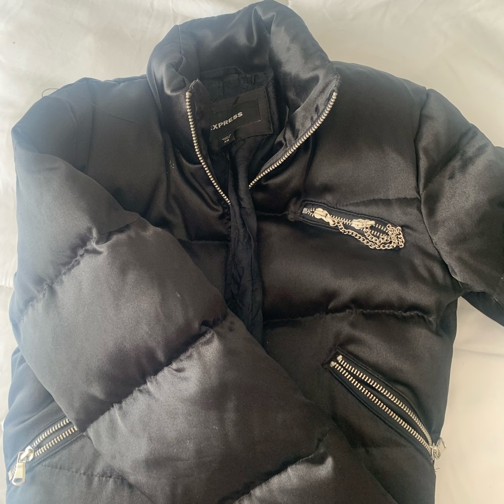 Express faux leather puffer jacket